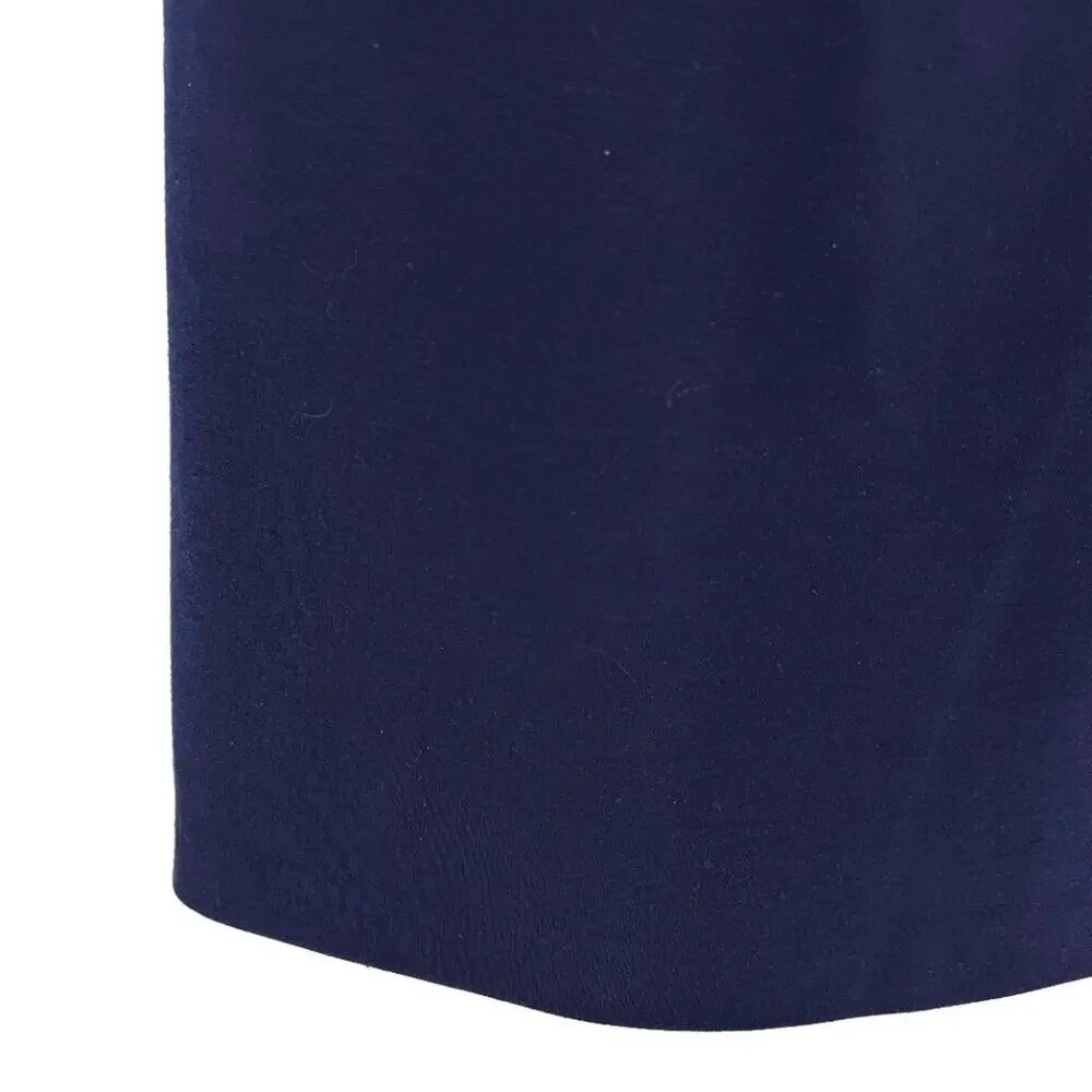 Donna Morgan Cap Sleeve Dress Blue with Black Faux Leather Trim Size 4‎